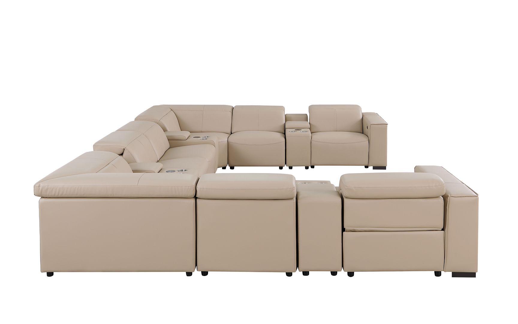 1208 12 Piece U-Shaped Leather Sectional Sofa with 4 Power Recliners & Power Headrest