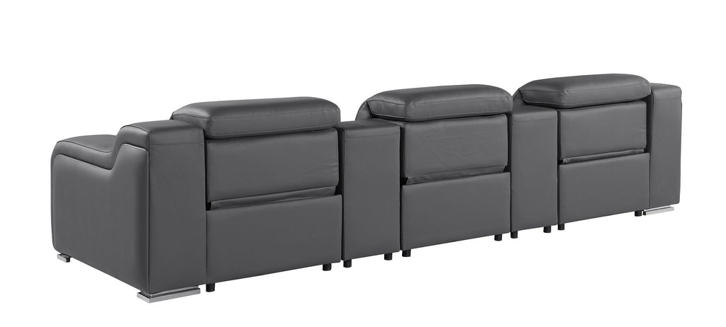 1116 Divanitalia 5-Piece Modular Power Reclining Sofa in Top Grain Italian Leather with 3 Power Recliners & Power Headrests
