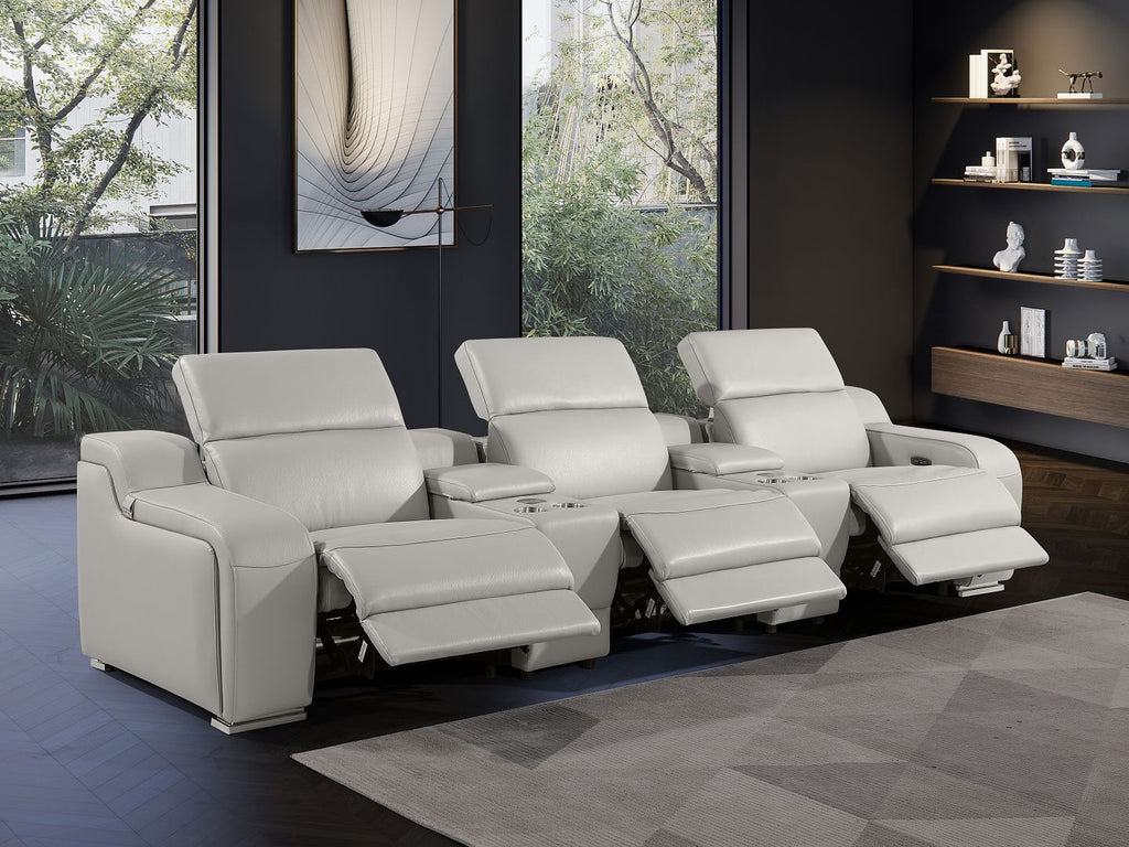 1116 Divanitalia 5-Piece Modular Power Reclining Sofa in Top Grain Italian Leather with 3 Power Recliners & Power Headrests