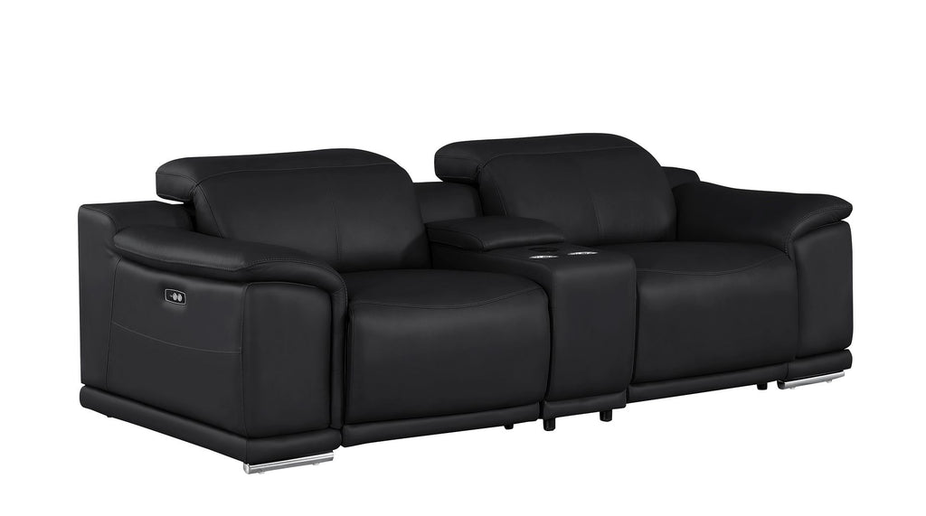2679 Power Reclining Sofa, Console Loveseat & Chair Set in Genuine Leather - 6 Recliners - Black - SKU 2679-BLACK-7.6-HT-3PC - view 4