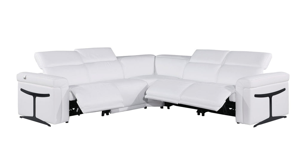 1126 Divanitalia 5-Piece L-Shaped Sectional Sofa in Top Grain Italian Leather with 3 Power Recliners & Power Headrests - White - SKU 1126-WHITE-SEC-5PC-3PWR-SECTIONAL-GROUP - view 3