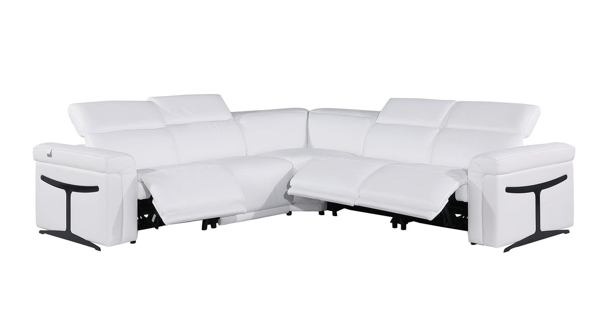 1126 Divanitalia 5-Piece L-Shaped Sectional Sofa in Top Grain Italian Leather with 3 Power Recliners & Power Headrests - White - SKU 1126-WHITE-SEC-5PC-3PWR-SECTIONAL-GROUP - view 3