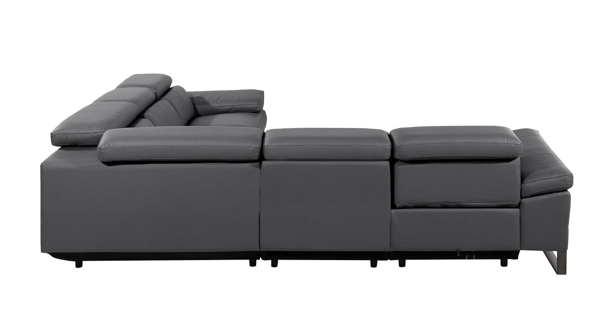 1246 Divanitalia 5-Piece L-Shaped Modular Power Reclining Sectional Sofa with Power Headrests - Top Grain Italian Leather - Dark Grey - SKU 1246-DK-GREY-5PC-3PWR-SECTIONAL - view 6
