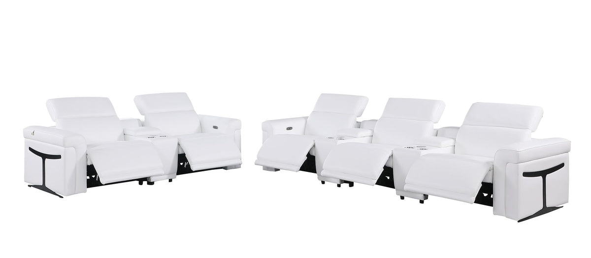1126 Divanitalia 8-Piece Modular Power Reclining Sofa & Loveseat Set in Top Grain Italian Leather with 5 Power Recliners & Power Headrests - White - SKU 1126-WHITE-8.5-HT - view 5