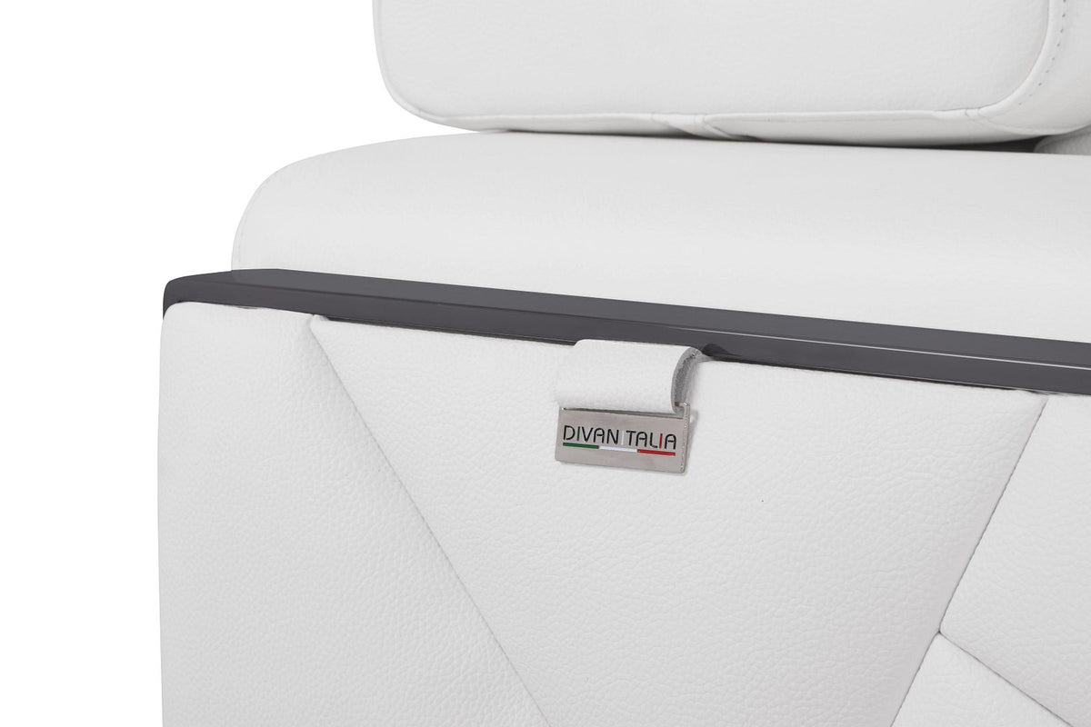 903 Divanitalia Loveseat with Adjustable Headrest in Top-grain Italian Leather - White - SKU 903-L-WHITE - view 9