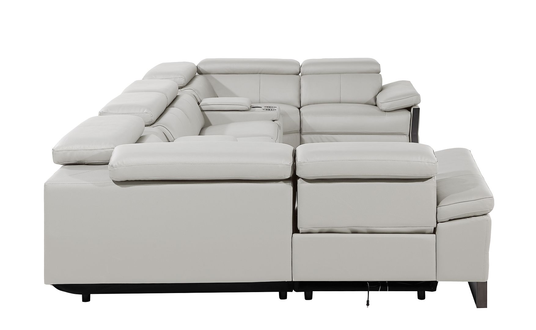 1246 Divanitalia 8-Piece U-Shaped Modular Power Reclining Sectional Sofa with 2 Power Recliners and Power Headrests - Top Grain Italian Leather