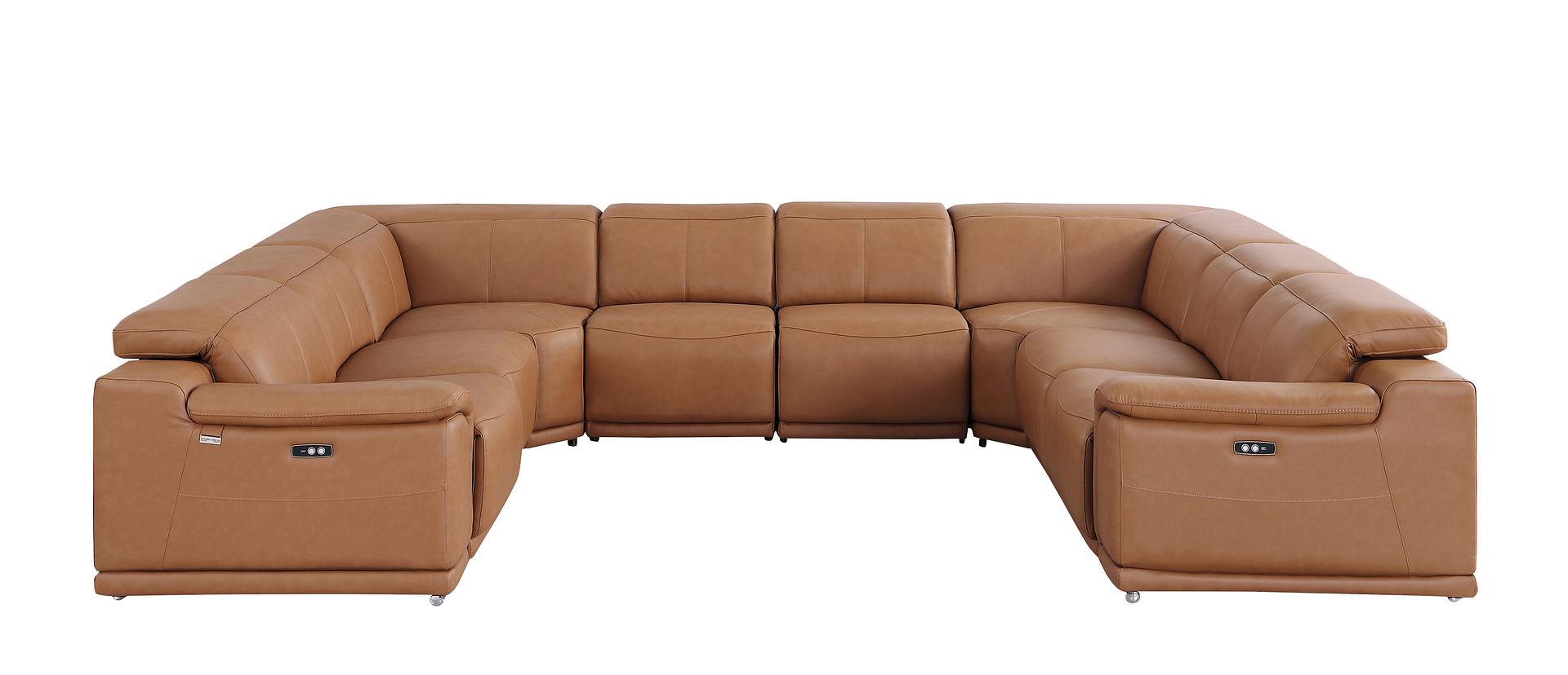 9762 Divanitalia 8-Piece U-Shaped Top Grain Italian Leather Sectional Sofa with 4 Power Recliners