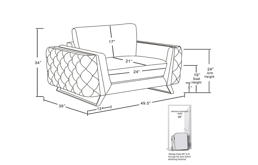 1050 Divanitalia Chair in Top-grain Italian Leather - Beige - SKU 1050-BEIGE-CH - view 11