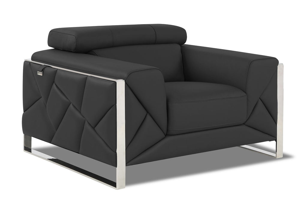 903 Divanitalia Chair with Adjustable Headrest in Top-grain Italian Leather - Dark Grey - SKU 903-CH-DARK GRAY - view 2