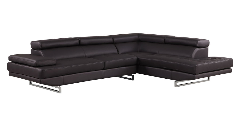 8136 Right Arm Facing Chaise with Adjustable Headrest in Genuine Leather
