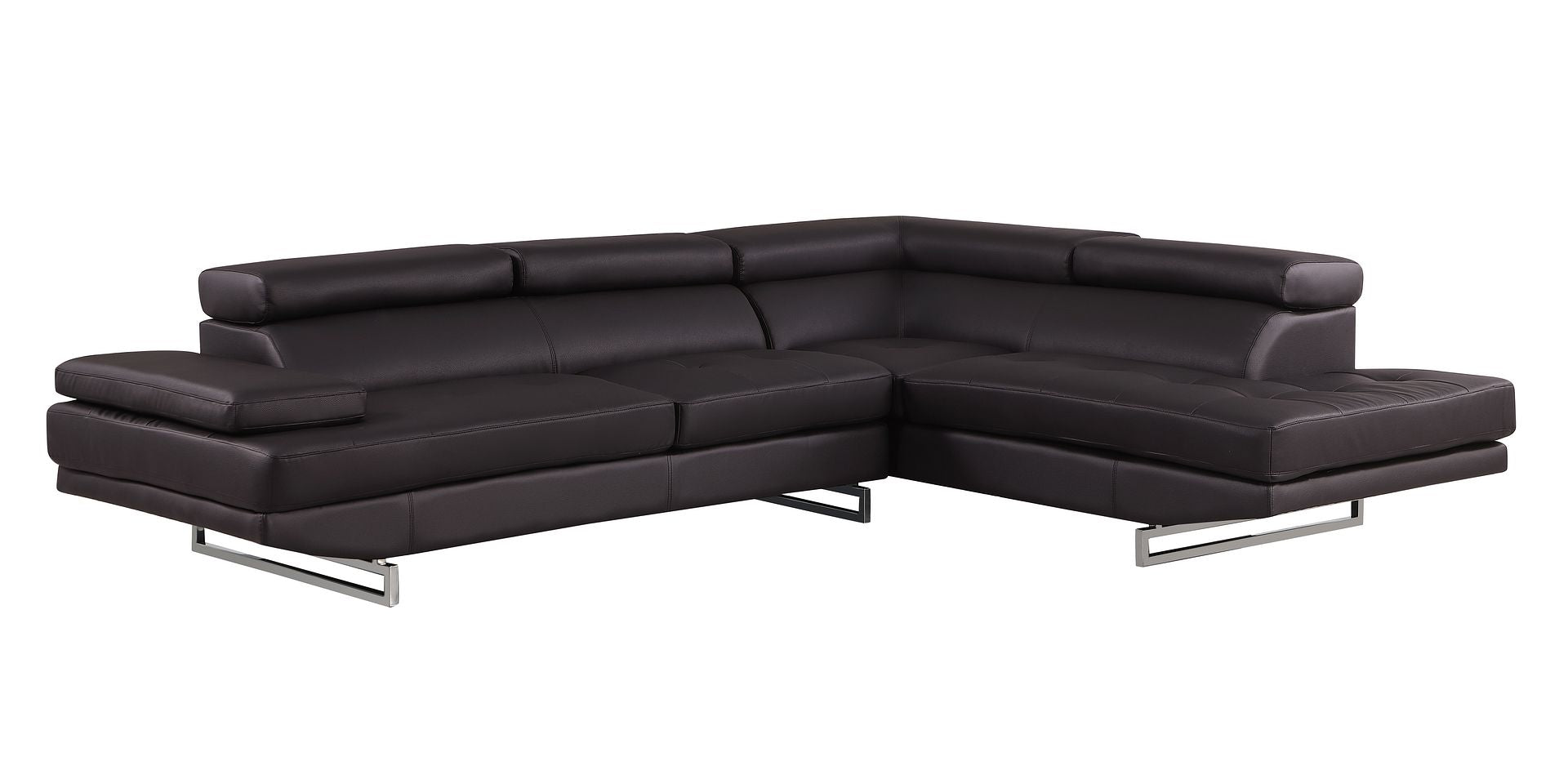 8136 Right Arm Facing Chaise with Adjustable Headrest in Genuine Leather