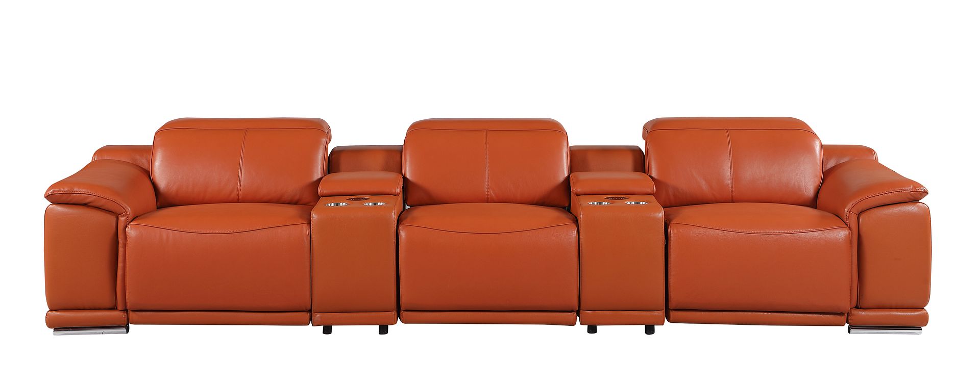 9762 Divanitalia 5-Piece Modular Power Reclining Sofa and Loveseat Set with 3 Power Recliners in Top Grain Italian Leather