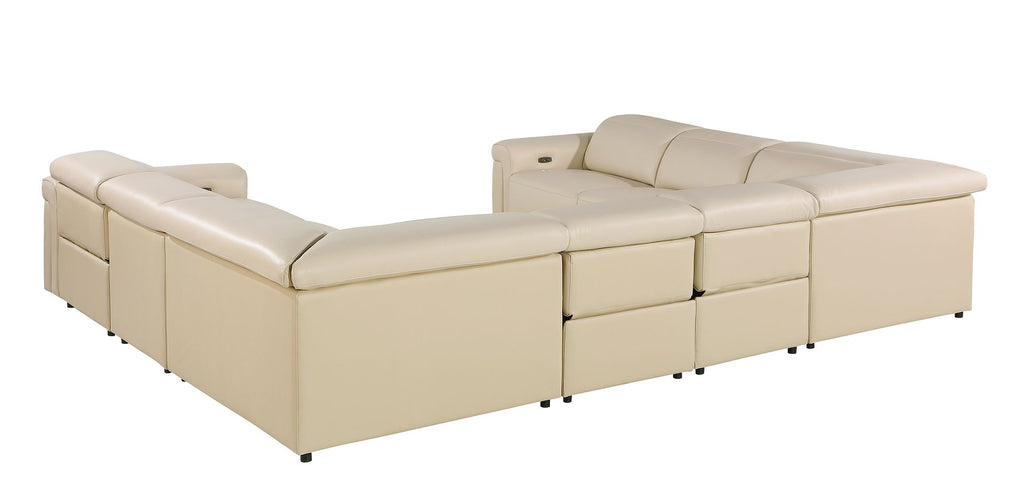1126 Divanitalia 8-Piece U-Shaped Sectional Sofa in Top Grain Italian Leather with 4 Power Recliners & Power Headrests