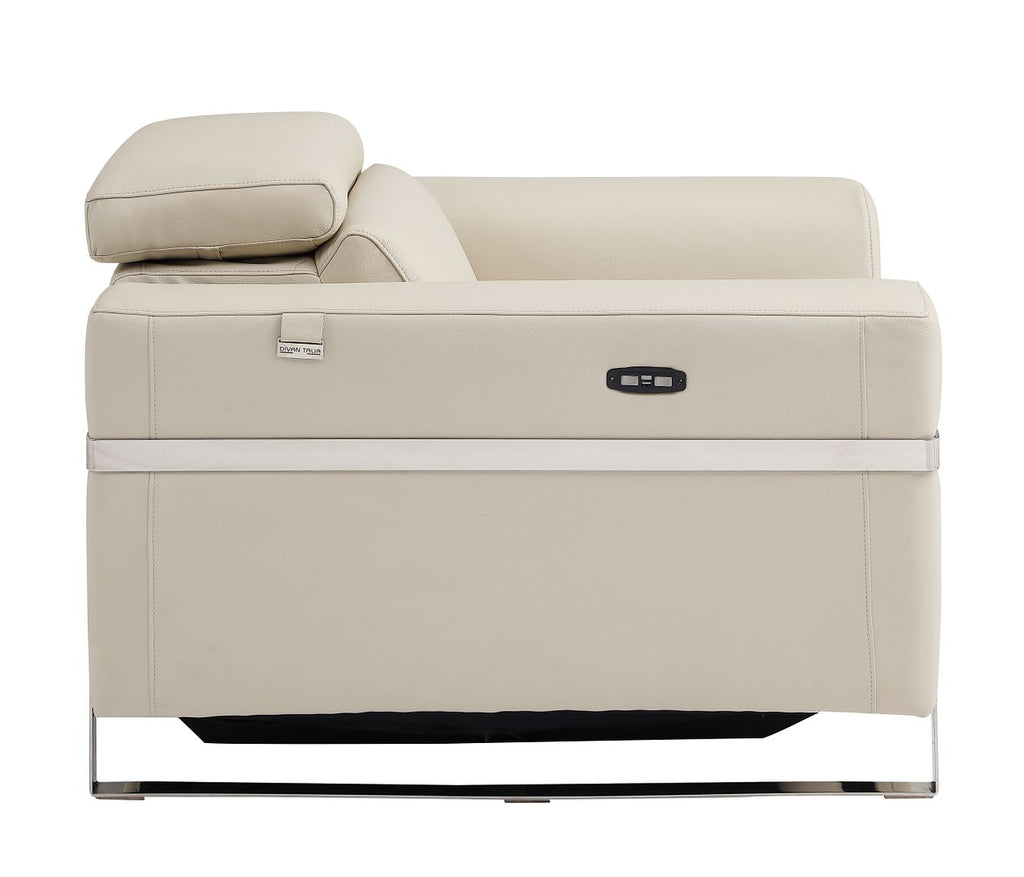 990 Divanitalia Power Reclining 2-Piece Sofa Set with Power Headrest in Top-grain Italian Leather - Beige - SKU 990-BEIGE-2PC - view 9