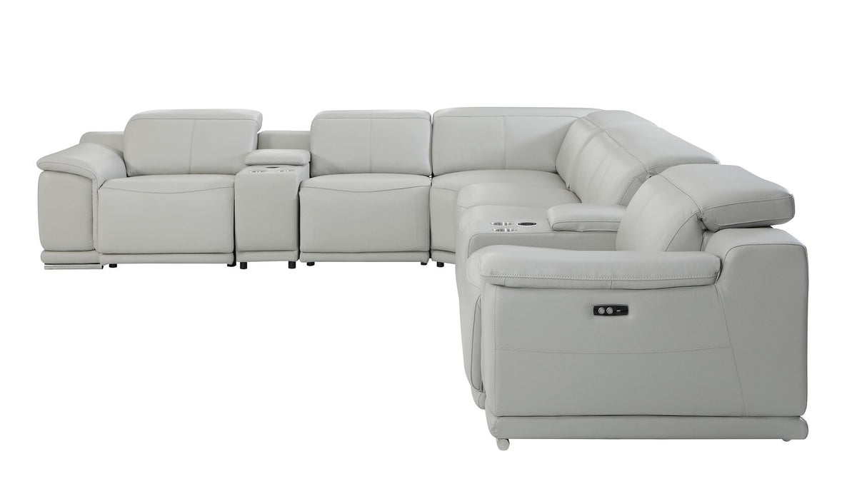 9762 Divanitalia 8-Piece L-Shaped Top Grain Italian Leather Sectional Sofa with 4 Power Recliners - Light Grey - SKU 9762-8PC-4PWR-SECTIONAL- LIGHT GREY-GROUP - view 4