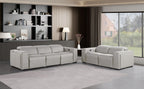 1224 Divanitalia 5-Piece Modular Power Reclining Sofa and Loveseat Set in Top Grain Italian Leather with 4 Power Recliners & Power Headrests - Light Grey