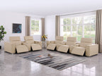 1208 Modular Leather Sofa & Loveseat with 6 Recliners and Power Headrests - Beige - SKU 1208-BEIGE-8.5-HT - view 2