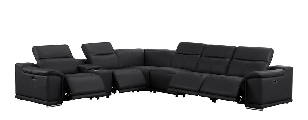 2679 7-Piece L-Shaped Power Reclining Sectional Sofa in Genuine Leather - 4 Recliners