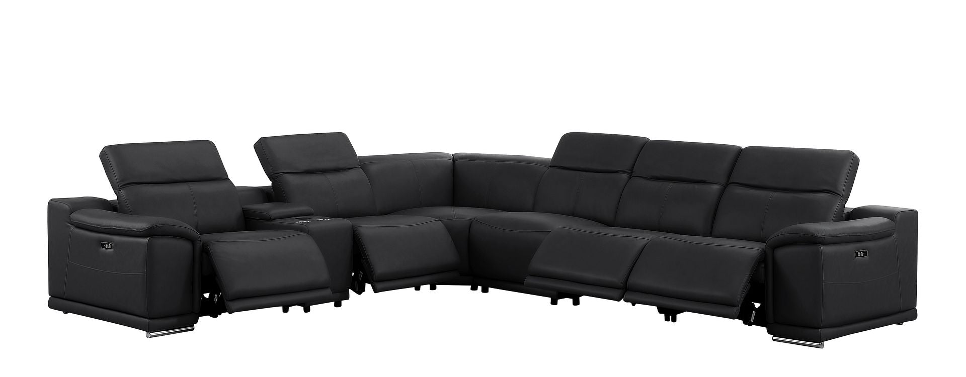 2679 7-Piece L-Shaped Power Reclining Sectional Sofa in Genuine Leather - 4 Recliners