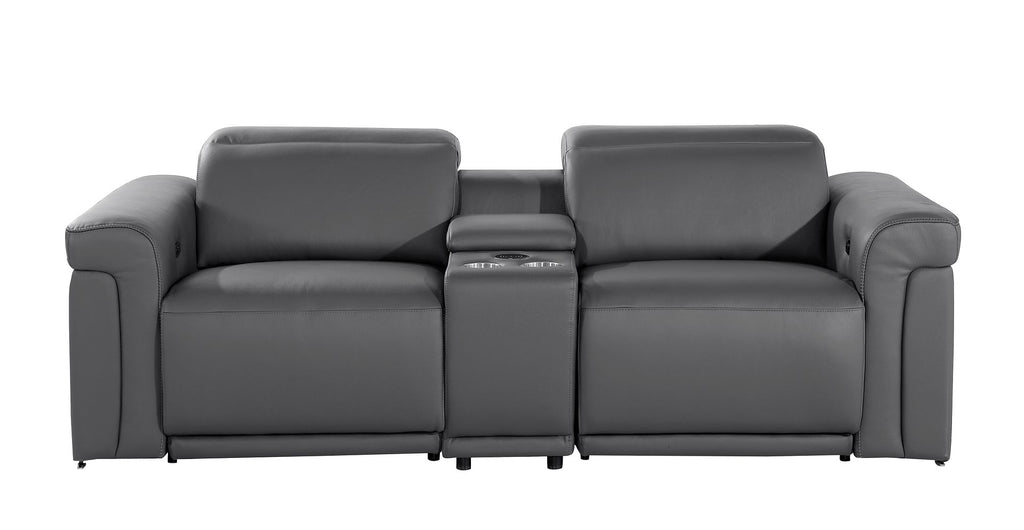 1126 Divanitalia 3-Piece Modular Power Reclining Loveseat in Top Grain Italian Leather with 2 Power Recliners & Power Headrests