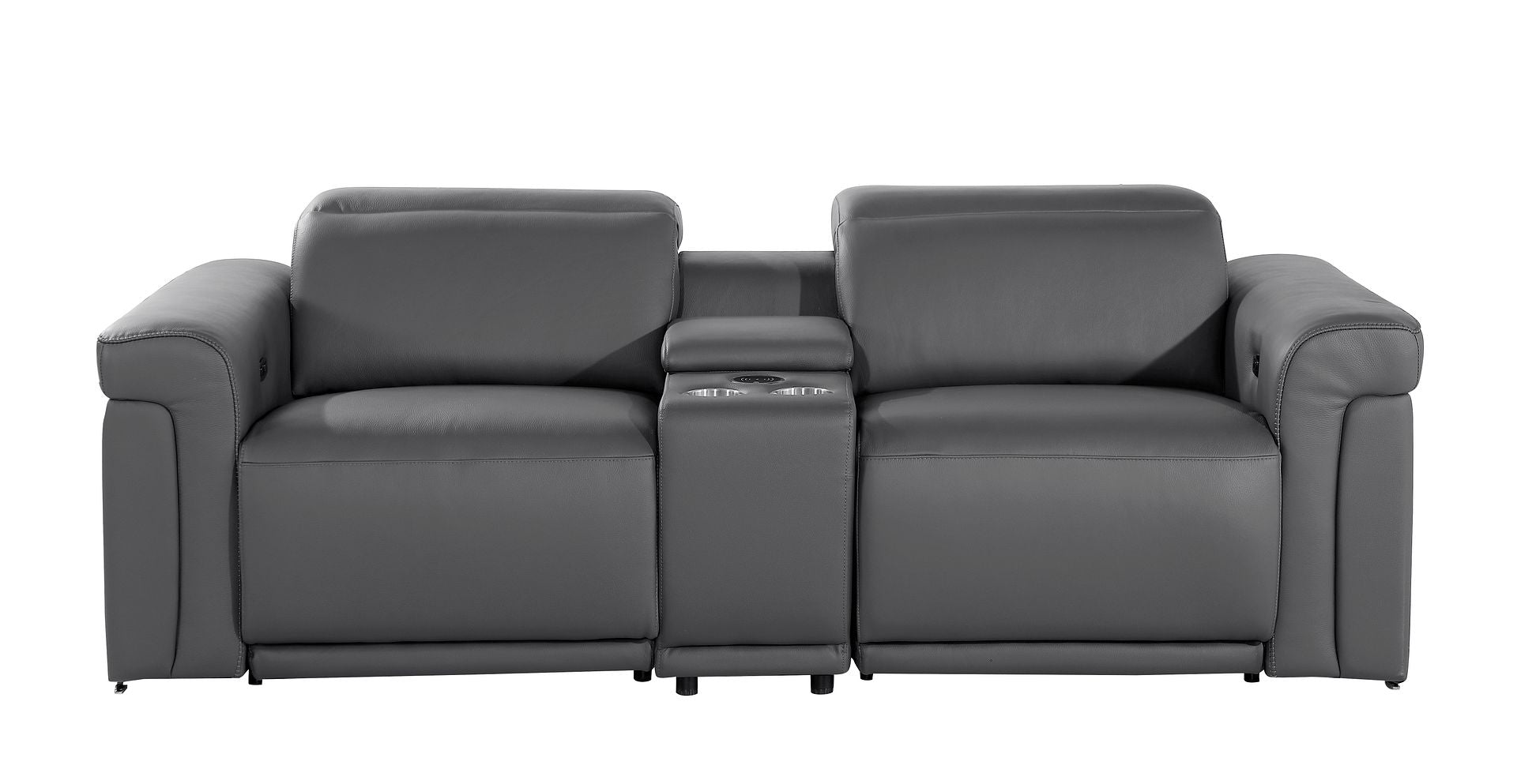 1126 Divanitalia 3-Piece Modular Power Reclining Loveseat in Top Grain Italian Leather with 2 Power Recliners & Power Headrests