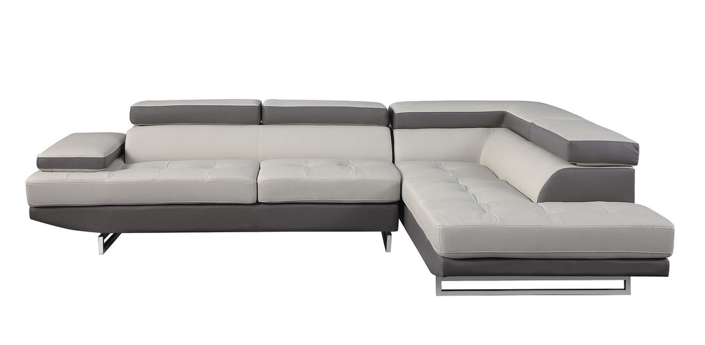 8136 Right Arm Facing Chaise with Adjustable Headrest in Genuine Leather