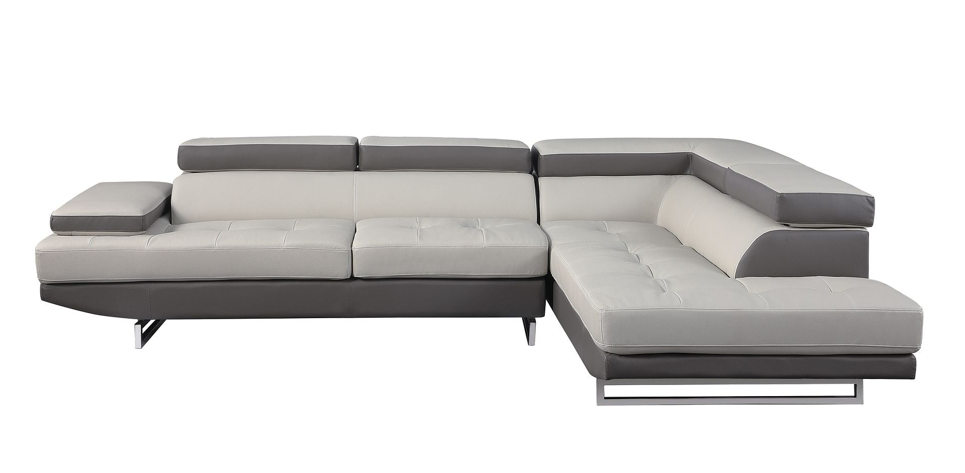 8136 Right Arm Facing Chaise with Adjustable Headrest in Genuine Leather