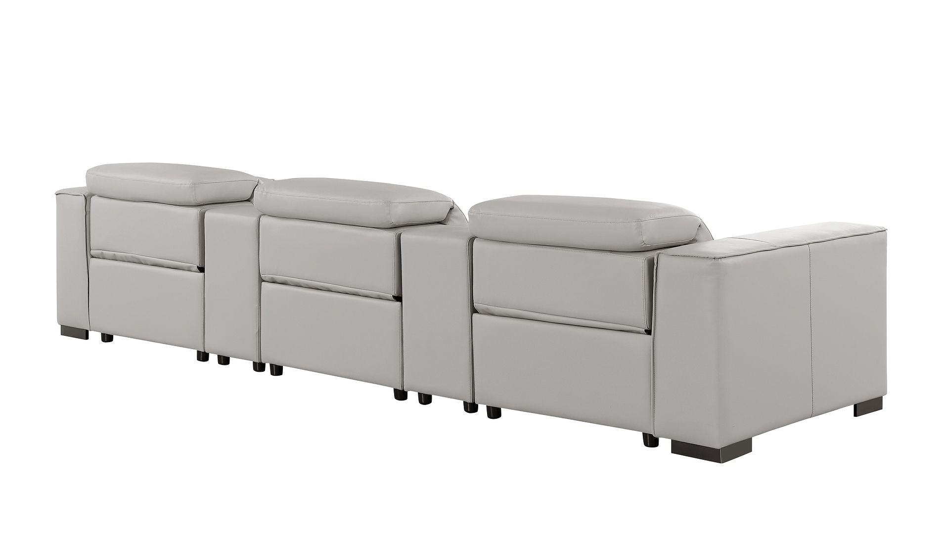 1208 Leather Sofa with 3 Power Recliners and Two Storage Consoles