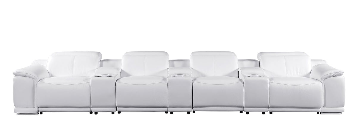 9762 Divanitalia 7-Piece Modular Top Grain Italian Leather Power Reclining Sofa with 4 Power Recliners - White - SKU 9762-WHITE-S-7.4-HT - view 3