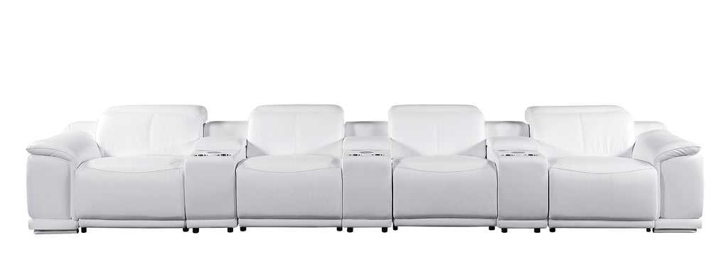 9762 Divanitalia 7-Piece Modular Top Grain Italian Leather Power Reclining Sofa with 4 Power Recliners