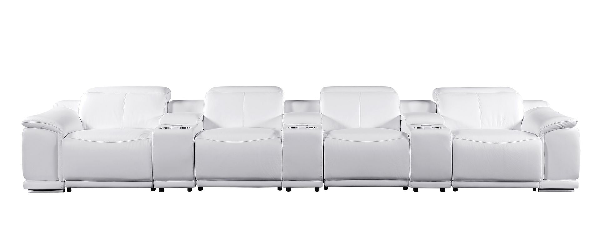 9762 Divanitalia 7-Piece Modular Top Grain Italian Leather Power Reclining Sofa with 4 Power Recliners