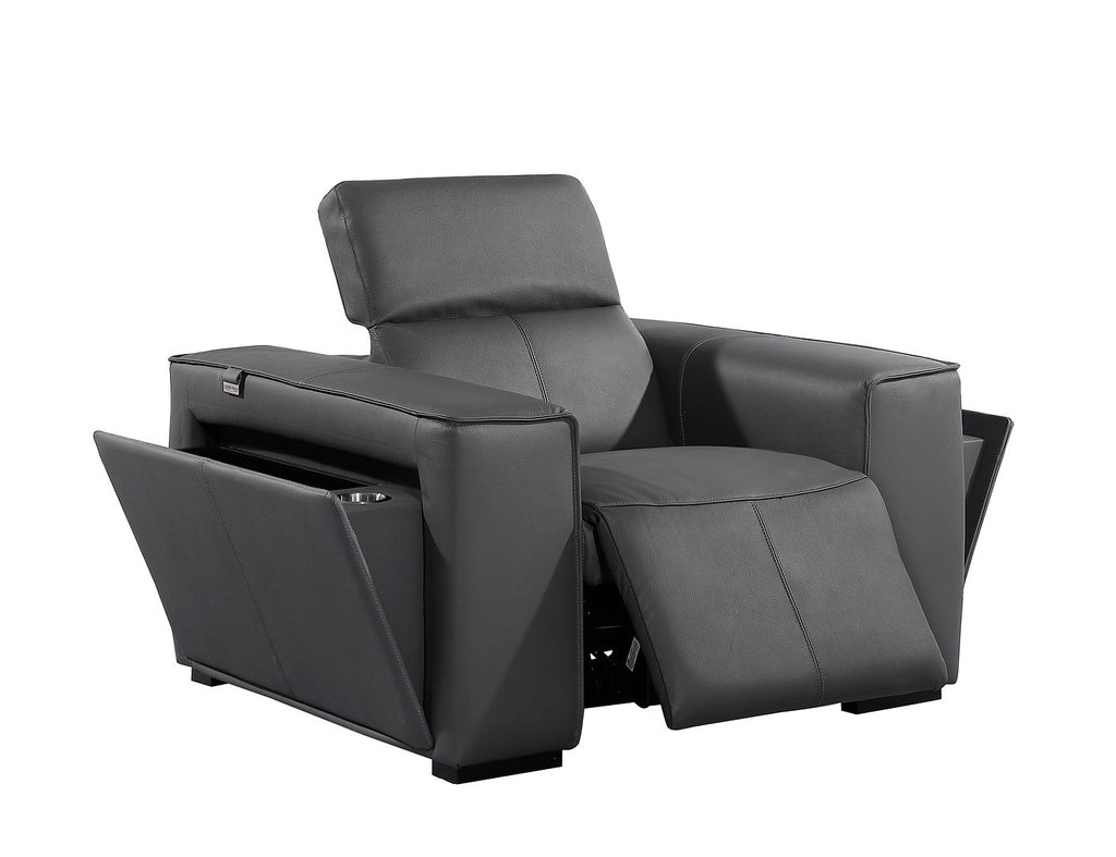 1126 Divanitalia Top Grain Italian Leather Power Reclining Chair with Power Headrests