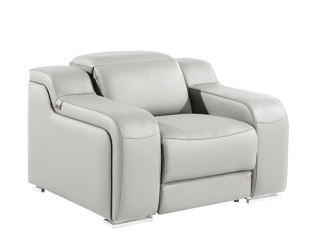1116 Divanitalia 7-Piece Modular Power Reclining Sofa, Loveseat & Chair Set in Top Grain Italian Leather with 5 Power Recliners & Power Headrests - Light Grey - SKU 1116-LT_GREY-7.5-HT-3PC - view 9