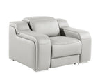1116 Divanitalia 7-Piece Modular Power Reclining Sofa, Loveseat & Chair Set in Top Grain Italian Leather with 5 Power Recliners & Power Headrests - Light Grey - SKU 1116-LT_GREY-7.5-HT-3PC - view 9