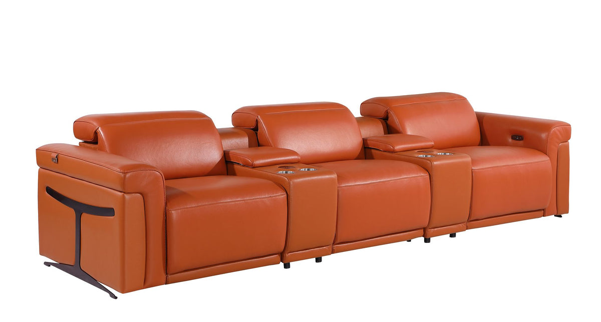 1126 Divanitalia 8-Piece Modular Power Reclining Sofa & Loveseat Set in Top Grain Italian Leather with 5 Power Recliners & Power Headrests - Camel - SKU 1126-CAMEL-8.5-HT - view 7
