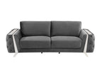 1051 Divanitalia Beige 2-Piece Sofa Set in Velvet Fabric - Dark Grey - SKU 1051-DK-GRAY-3PC - view 3