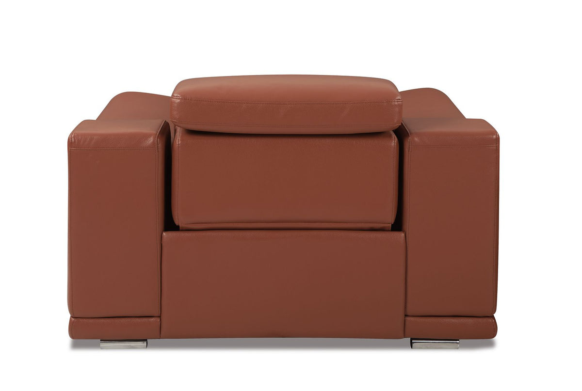 9762 Divanitalia Top Grain Italian Leather Power Reclining Chair with Adjustable Headrests - Camel - SKU 9762-PWR-CH-CAMEL - view 3