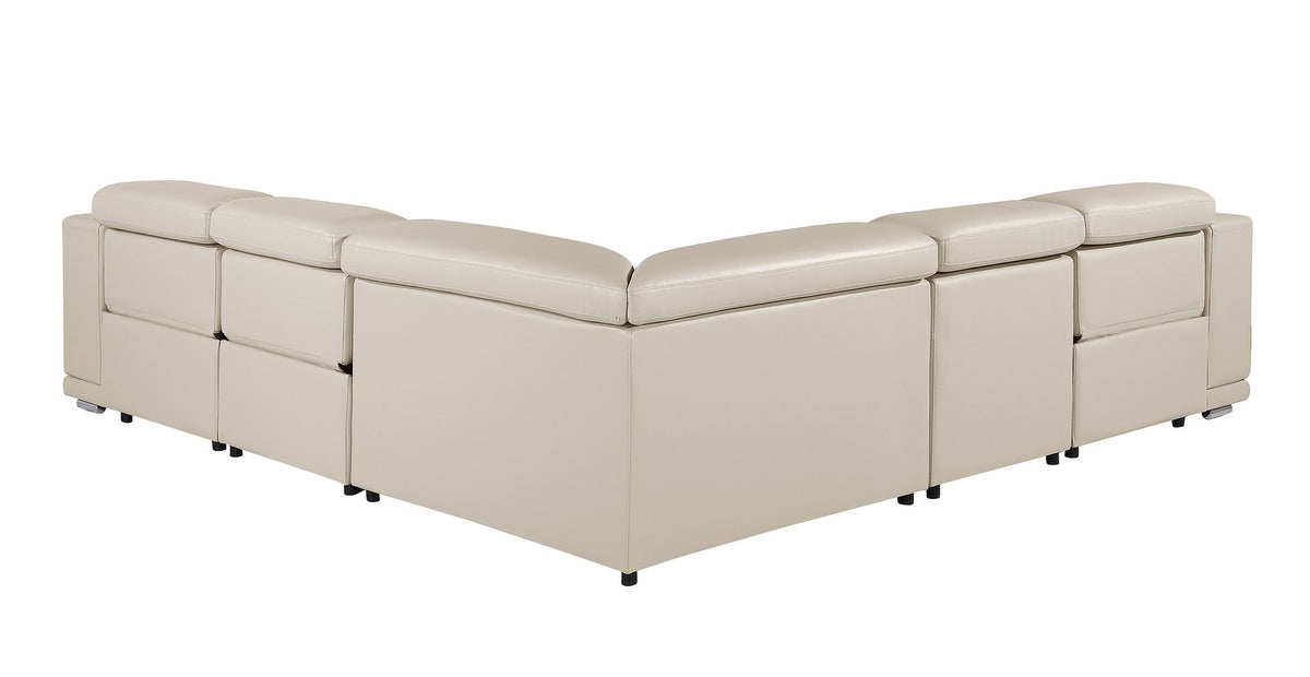 9762 Divanitalia 5-Piece L-Shaped Top Grain Italian Leather Sectional Sofa with 3 Power Recliners - Beige - SKU 9762-5PC-3PWR-SECTIONAL- CREAM - GROUP - view 4