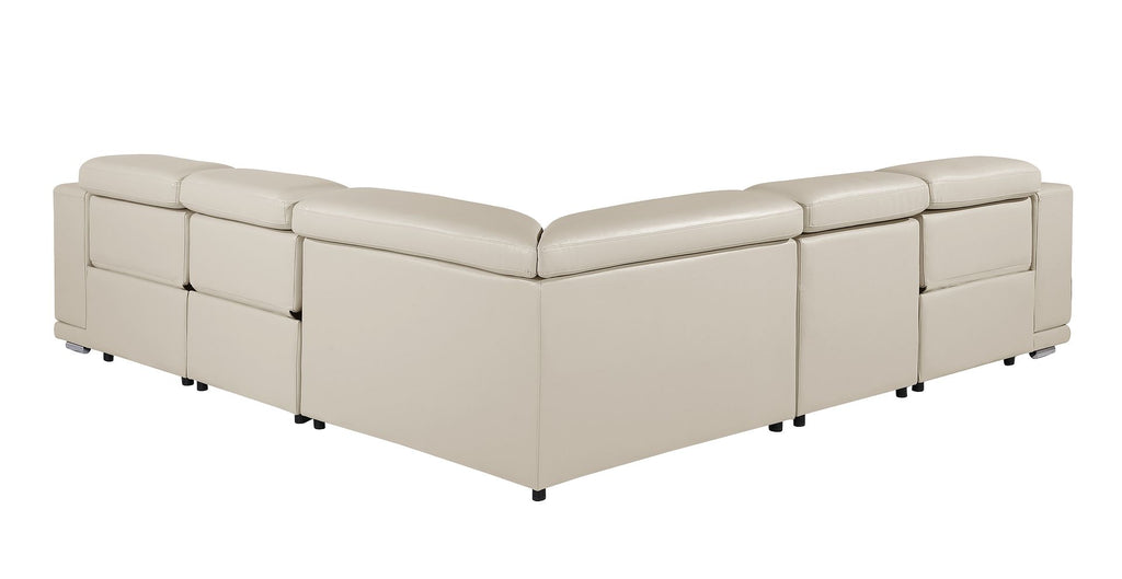 9762 Divanitalia 5-Piece L-Shaped Top Grain Italian Leather Sectional Sofa with 3 Power Recliners