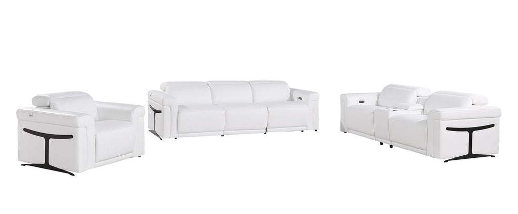 1126 Divanitalia 7-Piece Modular Power Reclining Sofa, Loveseat & Chair Set in Top Grain Italian Leather with 6 Power Recliners & Power Headrests - White - SKU 1126-WHITE-7.6-HT-3PC - view 3