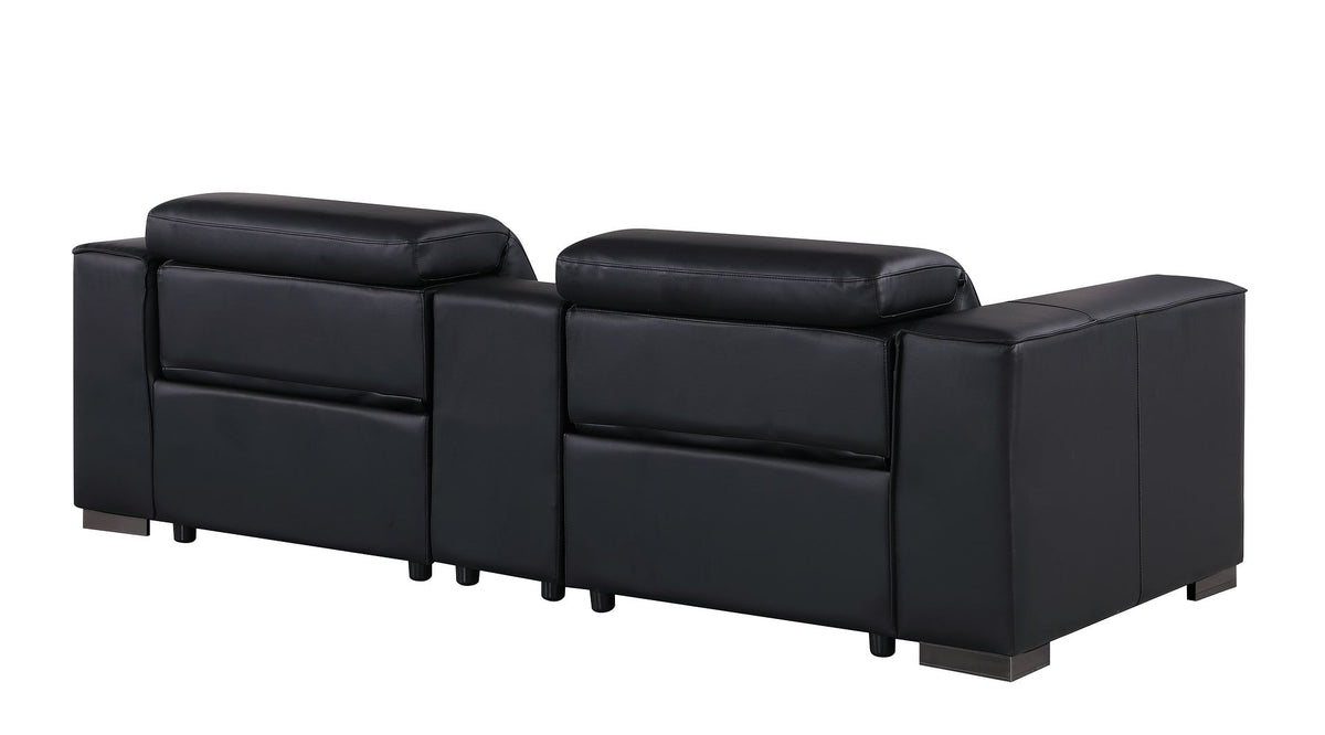 1208 Genuine Leather Dual Power Reclining Console Loveseat - Black - SKU 1208-BLACK-3.2-HT - view 6