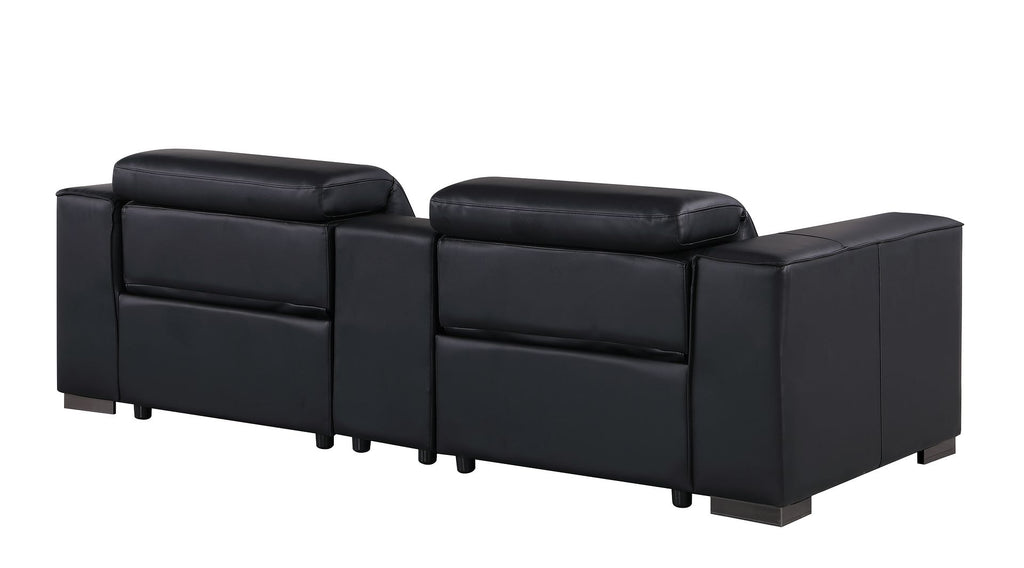 1208 Genuine Leather Dual Power Reclining Console Loveseat