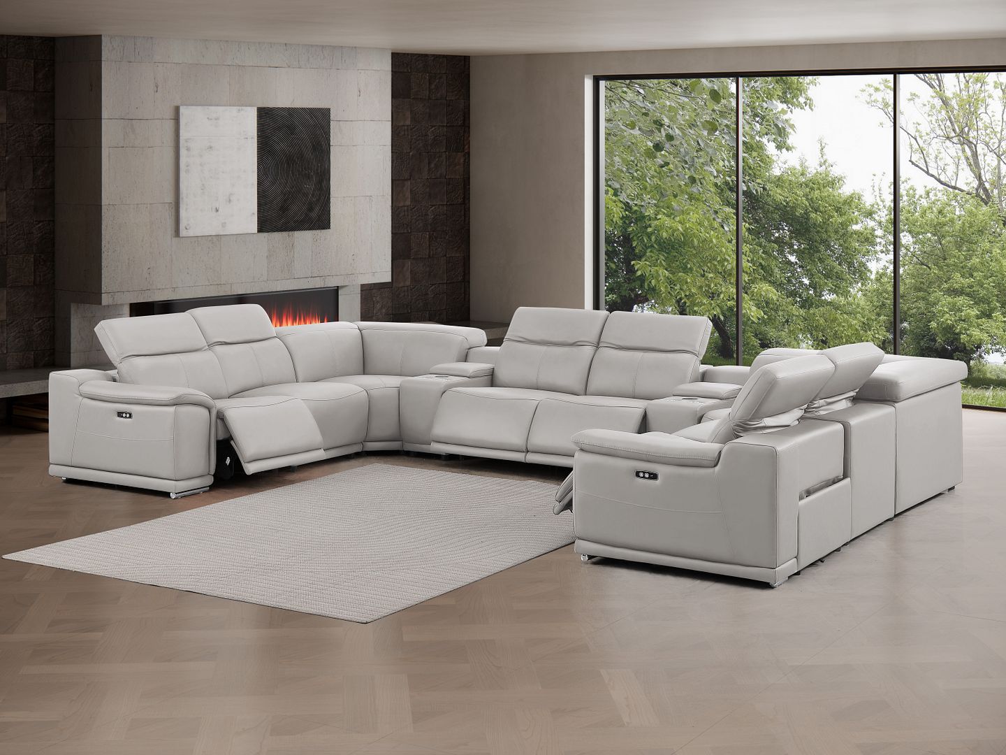 2679 10-Piece U-Shaped Power Reclining Sectional Sofa in Genuine Leather - 4 Recliners