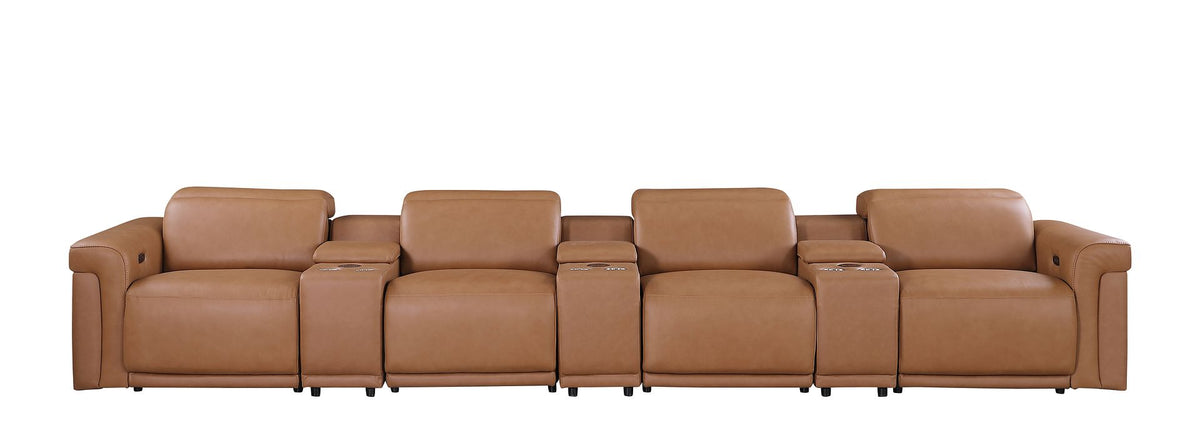 1126 Divanitalia 7-Piece Modular Power Reclining Sofa in Top Grain Italian Leather with 4 Power Recliners & Power Headrests - Cognac - SKU 1126-COGNAC-7.4-HT - view 3