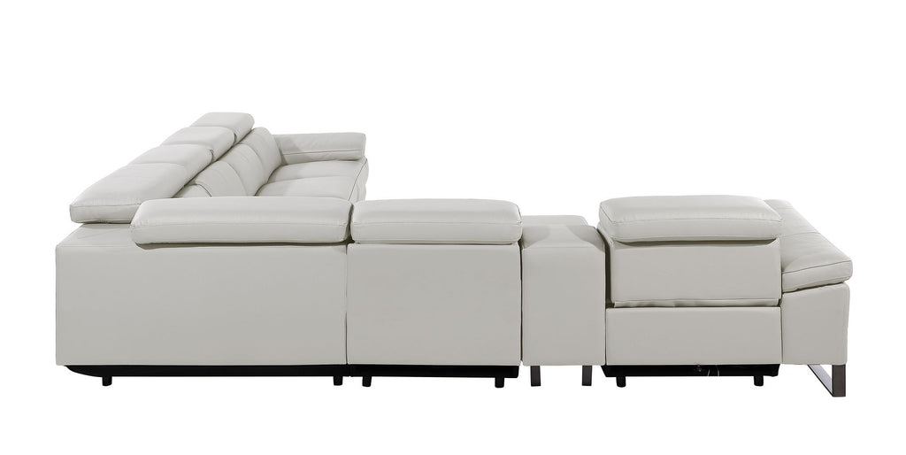 1246 Divanitalia 7-Piece L-Shaped Modular Power Reclining Sectional Sofa with 3 Power Recliners and Power Headrests - Top Grain Italian Leather