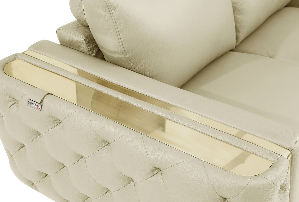 1050 Divanitalia 2-Piece Sofa Set in Top-grain Italian Leather - Beige - SKU 1050-BEIGE-3PC - view 14
