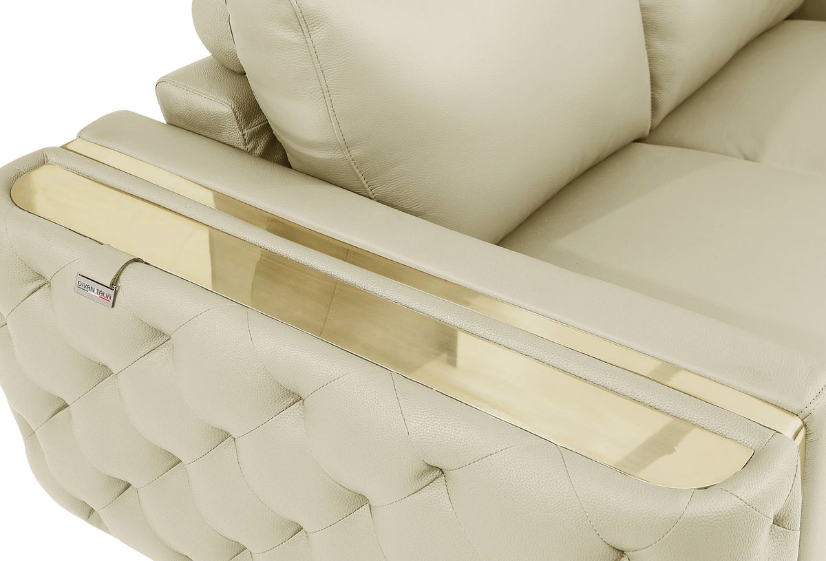 1050 Divanitalia 2-Piece Sofa Set in Top-grain Italian Leather - Beige - SKU 1050-BEIGE-3PC - view 14