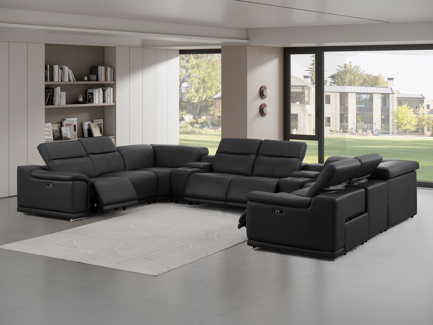 2679 10-Piece U-Shaped Power Reclining Sectional Sofa in Genuine Leather - 4 Recliners