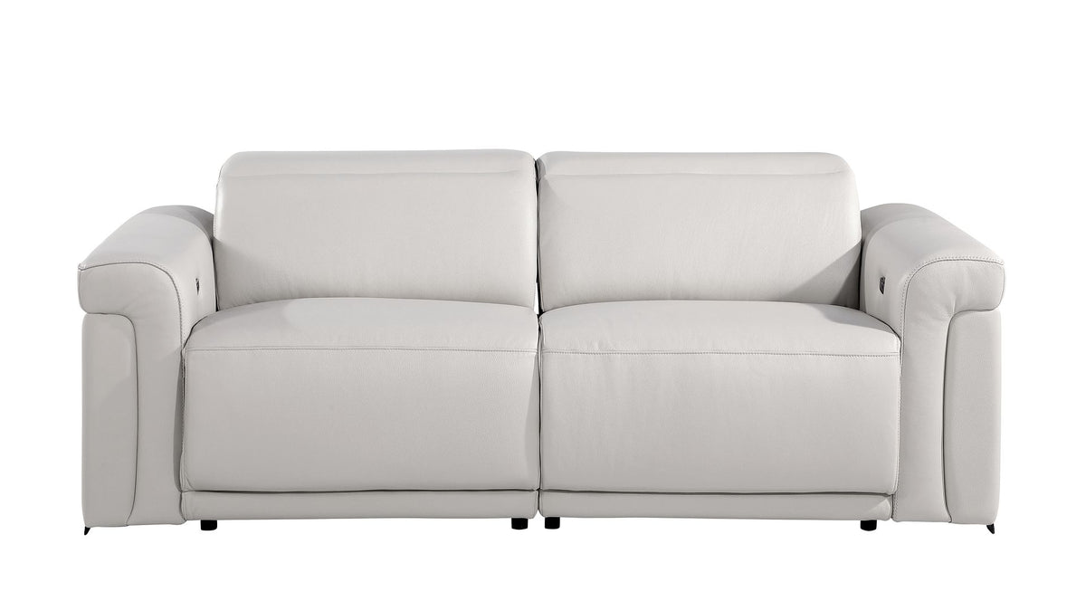 1126 Divanitalia Top Grain Italian Leather Power Reclining Chair with Power Headrests - Light Grey - SKU 1126-LT-GREY-CH