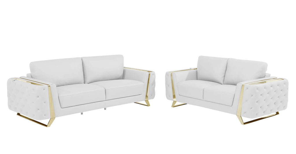 1050 Divanitalia 3-Piece Sofa Set in Top-grain Italian Leather - White - SKU 1050-WHITE-2PC - view 2
